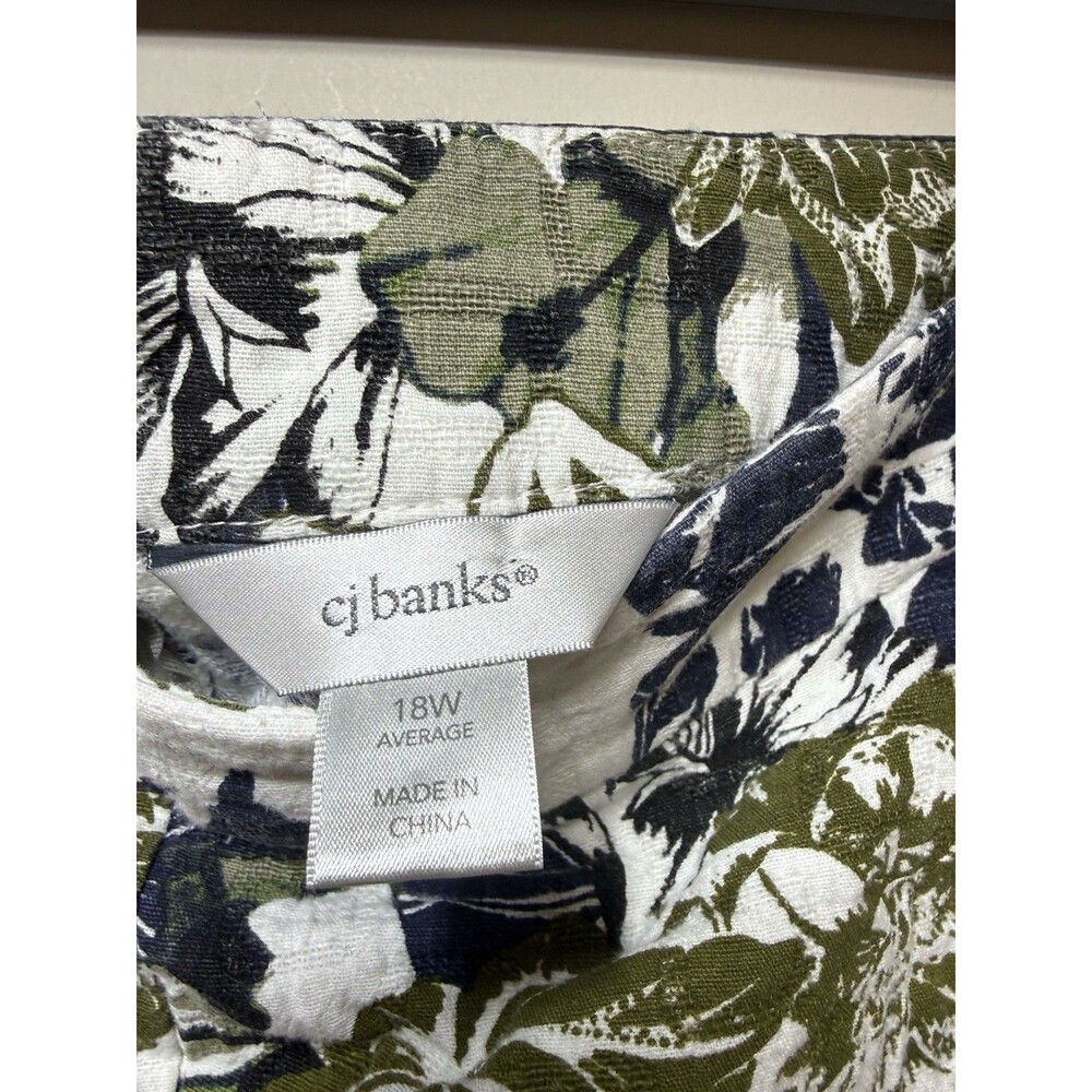 CJ Banks 18W Skirt Blue Green Floral Hidden Zipper Pockets MIDI - Picture 7 of 8